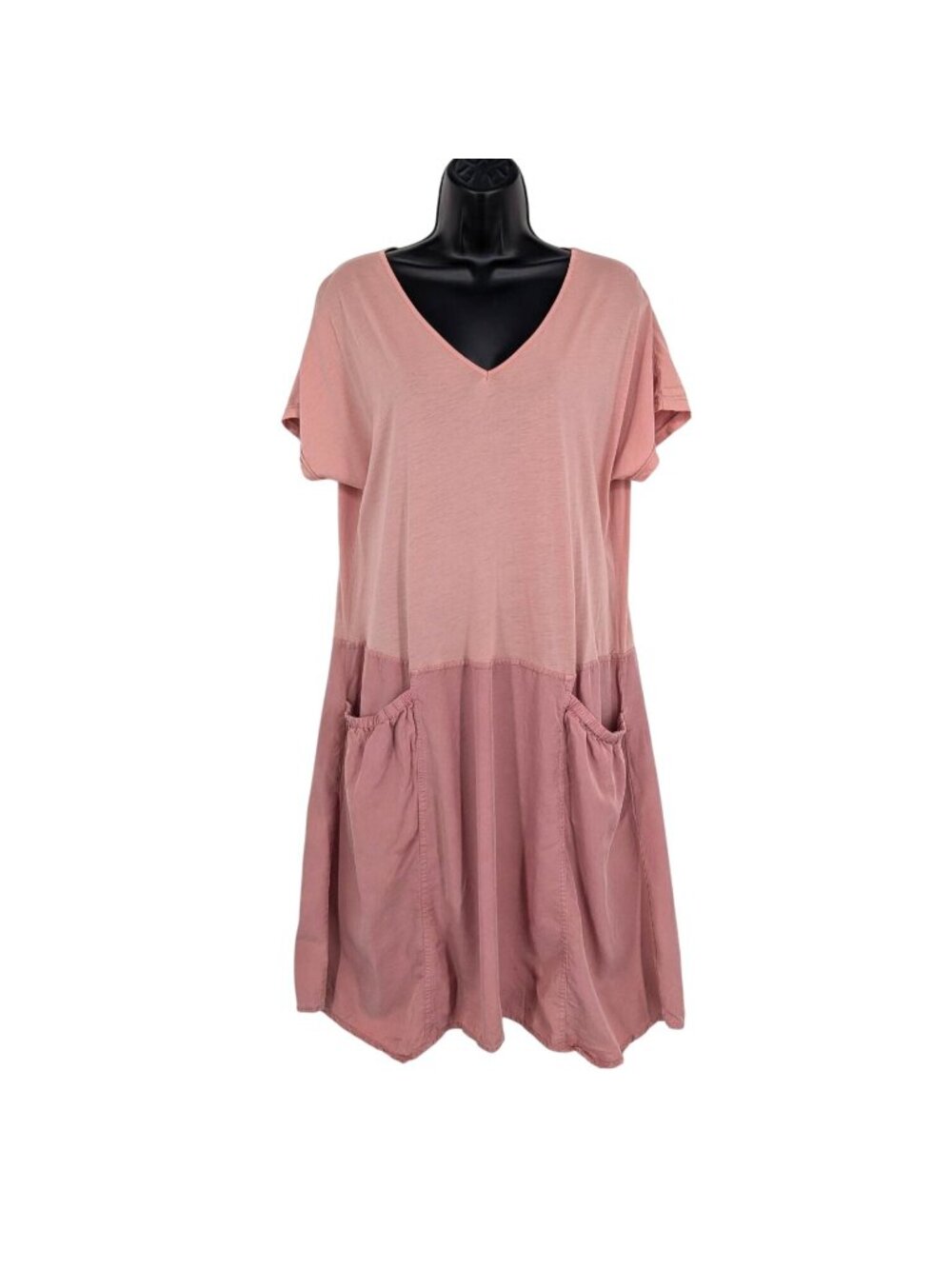 XCVI Shirt Dress V Neck Pocket Relaxed Fit Romantic Cottage Lagen Comfort Large